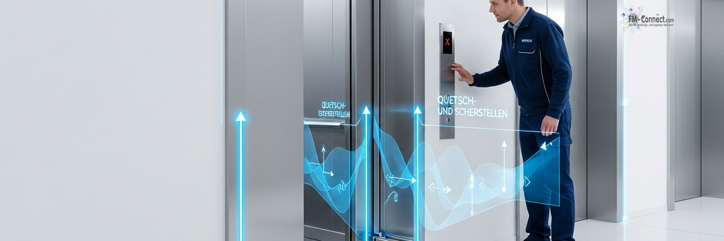 Inhärente Gefährdungen Quetsch- und Scherstellen bei Aufzugsanlagen Illustration