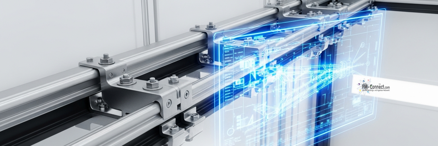Zentrale physische Komponenten Aufzugsanlage Führungsschienen und Befestigungen