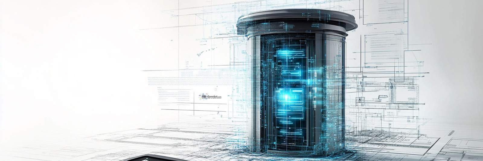 Aufzugsanlage im Gebäude mit Kabine und Schacht visualisiert